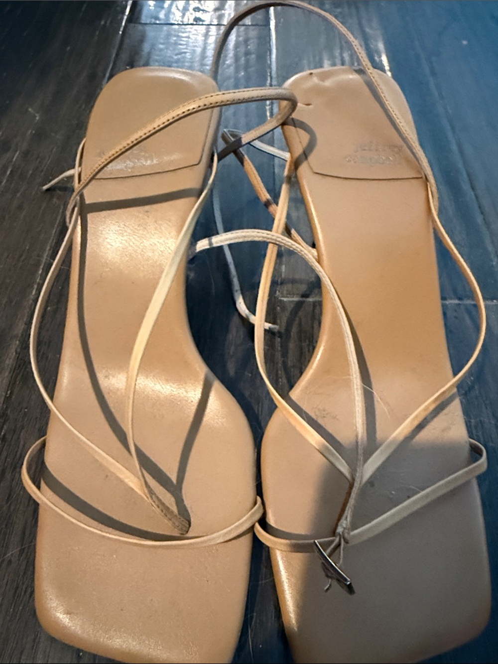 Dolce Vita Nude/Tan Strappy Square-Toe Heels